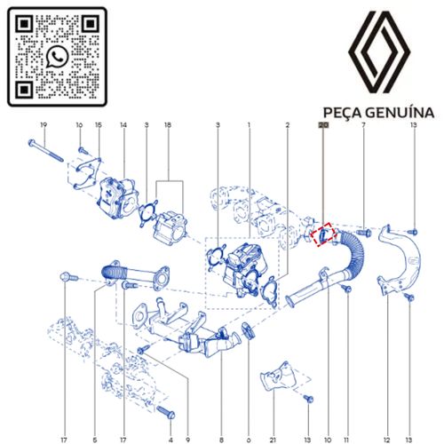 RN 071477 7701071477 JUNTA DO TUBO DA VALVULA EGR MASTER 2.3 16V -MAIOR- 3